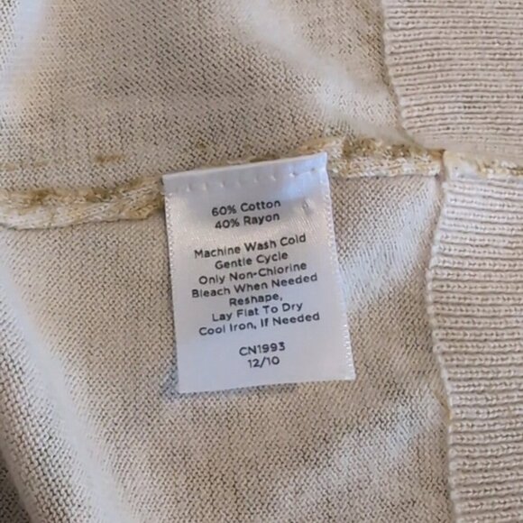 Talbots Animal Print Cardigan Sweater Crop Sleeve Button Front Petite Size Large - Picture 9 of 11